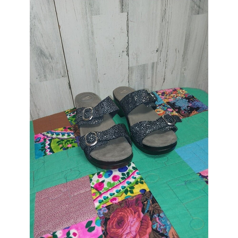 Dansko Sandals Size 41 Black Gray Adjustable Buckles Slip On